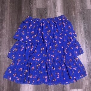 Draper James Blue Floral A-Line Skirt